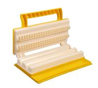 Lurrose Machine à Brochette de Viande Outil Créatif pour Barbecue et Pique-niques Double Rangée en ABS Jaune Manuelle Protège les Mains et Gagne du Temps