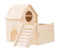 Lurrose Maison Bois pour Hamster et Cobaye Refuge Résistant et Multifonctionnel pour Petits Rongeurs Aire de Repos et Jeu Sécurisée pour Animaux Domestiques