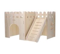 Lurrose Maison en Bois pour Hamster et Cochon d'Inde avec Double Étage et Échelle, Facile à Nettoyer, Promoteur D'environnement Sain, en Bois Massif Beige, pour Petits Animaux