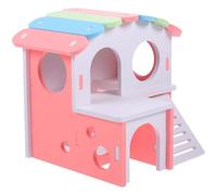 Lurrose Maison pour Hamster Double Niveau avec Échelle en Bois Écologique Grosse Taille, Habitat Confortable pour Cage à Gerbilles et Petits Rongeurs, Accessoire Ludique pour Animaux Domestiques