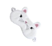 Lurrose Masque de Sommeil Yeux en Tissu Blanc Design Chat Pelucheux, Confortable et Respirant, pour Dormir et Voyager