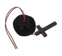 Lurrose Mini Breloque Chapeau de Cowboy Noir en Feutre avec Pendentif Croix Noir, Accessoire Suspendu pour Rétroviseur de Voiture, Décoration Intérieure Western pour Véhicule et Maison