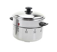 Lurrose Minuteur Mécanique de Cuisine Forme Cocotte avec Alerte Sonore Forte Minuterie Portable pour Cuisson et Pâtisserie Design Argenté Compact