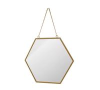 Lurrose Miroir de Maquillage Mural Hexagonal en Métal et Verre, Grand Format sans Perçage, Miroir Décoratif Suspendu pour Salle de Bain et Chambre, Décoration Murale Élégante