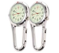 Lurrose Montre Mousqueton d'escalade à Cadran Fluorescent en Acier Inoxydable, Clip sur Paquet à Dos, Lot de 2 Pièces pour Amateurs d'alpinisme et Randonnée