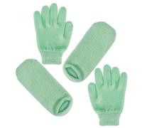 Lurrose Moufles Exfoliants en Gel Naturel Verts, Hydratants pour Mains et Pieds, 2 Paires pour Spa, Soin Blanchissant et Nourrissant, Gommage Doux pour Peau Sèche et Sensible