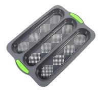 Lurrose Moule à Cake en Silicone Antiadhésif 3 Compartiments, Plaque de Cuisson Noire pour Pains et Baguettes, Accessoire Cuisine Réutilisable pour Four