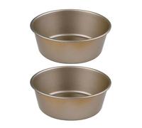 Lurrose Moule à Hamburger Rond Antiadhésif Doré 2 Pcs, Petit Moule à Four Réutilisable en Matériau Léger, Outil de Pâtisserie Ménager, Cupcakes et Cuisson au Four