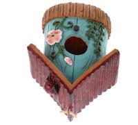 Lurrose Nichoir en Résine Résistant aux Intempéries Nid D’Oiseau Décoratif Mural pour Extérieur Jardin et Balcon Abri pour Moineaux et Colibris Décoration de Jardin Solide et