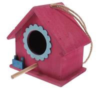 Lurrose Nichoir Oiseaux Extérieur Bois Suspendu Mangeoire Décorative Rouge Maison Oiseau Mini Nid pour Jardin et Balcon Attirant Diverses Espèces Cadeau pour Amateurs Oiseaux