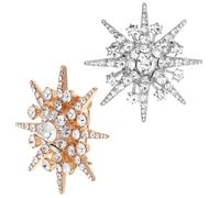 Lurrose Ornement Broche en Alliage Décoration en Cristaux, Design Simple et Élégant, Lot de 2 Pièces, Confortable à Porter pour Fête et Accessoires Bijoux