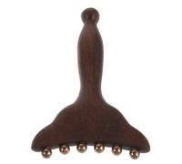 Lurrose Outil Gua Sha en Bois et Laiton avec Forme Queue de Poisson, Bords Arrondis, Transfert de Chaleur Apaisant pour Soin Visage et Détente au Bureau