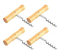 Lurrose Ouvre-bouteille Manuel Lot de 4 en Inox Manche en Bois, Lève-capsules à Vin Polyvalent Cuisine et Bar, Outil Robuste pour Ouvrir Vin Rouge et Bouteilles Domestiques
