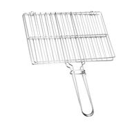 Lurrose Panier à Griller en Acier Inoxydable Poignée Anti-brûlure, Facile à Utiliser, pour Barbecue Extérieur et Camping, Grille à Poisson et Légumes Robuste Argentée