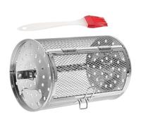 Lurrose Panier à Rôtir pour Barbecue en Acier Inoxydable 11 Pouces, Accessoire la Cuisine Extérieur pour Légumes, Noix et Frites, Panier Grill Rotatif Solide pour Four Couleur Aléatoire