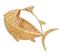 Lurrose Panier de Rangement en Rotin Tressé Imitation, Forme Poisson Décorative, Corbeille à Fruits Multifonction Cuisine et Salon, Porte-bonbons Pratique, Panier à Desserts Ménager