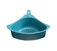 Lurrose Panier D'égouttage Triangulaire Bleu avec Ventouse, Support de Rangement Évier Multifonction, Passoire D'évier D'angle Cuisine, Filtre D'évier et Crépine, Organiseur Évier Compact