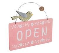 Lurrose Panneau de Porte Double Face en Bois Vintage Rose pour Magasin, Décor Rustique Indication Visible Ouvert Fermé, Communication Claire pour Porte D'entrée