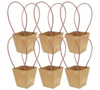 Lurrose Paquet à Fleurs 6 Pièces en Papier Kraft Marron avec Poignée Résistants à L'eau, Simples et Élégants pour Emballage de Bouquets de Fleurs