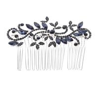 Lurrose Peigne à cheveux de mariage avec strass bleus - Épingle à cheveux vintage - Fleur en cristal - Accessoires de cheveux pour mariée ou demoiselle d'honneur