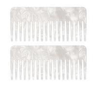 Lurrose Peigne à Cheveux Femme en Acétate Blanc Anti-statique, 2 Pièces, Dents Larges, Portable et Élégant pour Coiffure Quotidienne et Voyage