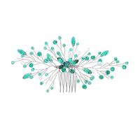 Lurrose Peigne à Cheveux Mariage Vert Cristal, Accessoire Coiffure de Mariée, Bijoux de Tête Strass Élégants pour Femmes, Peigne Latéral Décoratif pour Cérémonie et Fête