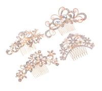 Lurrose Peigne à Cheveux Or en Alliage Perles et Strass, Surface Lisse et Éclat Élégant, 4 Pièces pour Mariage ou Banquet, Accessoire Cheveux Femme Mariée