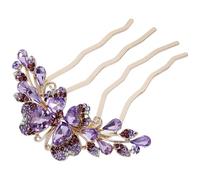 Lurrose Peigne à Cheveux Strassé Violet à 4 Dents, Accessoire Coiffure pour Chignon Femme, Bijou Cheveux Mariage Léger et Solide, pour Mariée et Événements Spéciaux
