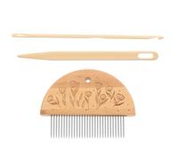 Lurrose Peigne à Métier à Tisser en Bois 29 Dents Aiguille à Tapisserie 14,5 Cm Crochet Afghan 4 Mm - Kit 3 Pièces pour Tissage Artisanal, Aiguilles à Gros Chas, Outils Portables