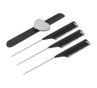 Lurrose Peigne Coiffure Professionnel Magnétique en Silicone Noir 4 Pièces Pince à Cheveux Aimantée, Outil de Salon Anti-statique Adapté Cheveux Longs et Mèches Multiples, Bracelet