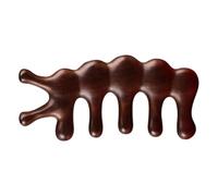 Lurrose Peigne de Massage en Bois à Dents Larges 5 Dents Antistatique pour Cuir Chevelu et Points D'acupuncture, Outil Portable pour Massage Tête, Cou et Circulation Sanguine, Soin