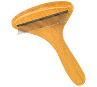 Lurrose Peigne Démêlant pour Chiot et Chien en Bois de Bambou et Acier Inoxydable, Brosse Douce pour Enlever Poils Morts Manche Ergonomique, Toilettage Animal