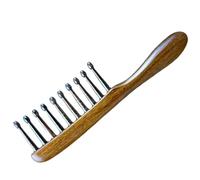 Lurrose Peigne en Bois de Santal à Dents Larges Manche Ergonomique pour Massage du Cuir Chevelu et Soin Pratique des Cheveux Bouclés