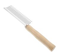 Lurrose Peigne et Manche en Bois Ergonomique pour Chien et Chat de Toilettage avec Dents en Acier Inoxydable Accessoire Résistant Toilettage Facile des Animaux