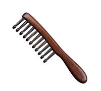 Lurrose Peigne Large en Bois de Santal pour Cheveux Bouclés, Manche Long Ergonomique, Dents Arrondies pour Massage du Cuir Chevelu et Démêlage Délicat Chez les Femmes