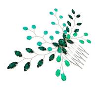Lurrose Peigne Latéral à Strass Verts en Cristal Léger, Accessoire de Coiffure Mariage pour Femmes, Peigne à Cheveux Décoratif Élégant, pour Soirées, Bals et Communions, 1 Pièce