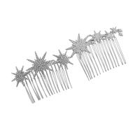 Lurrose Peignes à Cheveux Accessoires Élégants en Métal Argenté Légers et Classiques Orné de Cristaux, 2 Pièces lors de Soirées ou Bals pour Femmes et Filles