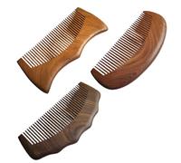 Lurrose Peignes en Bois de Santal 12 Cm Antistatique Lot de 3 Peigne Vague pour Massage Cuir Chevelu Coiffure Femmes Démêlage Doux Portable Naturel