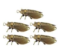 Lurrose Pendentif Porte-clés Cigale, Accessoires Clés 5 Pièces, Couleur Dorée, Décoration Bureau, Présent Polyvalent Pour Voiture, Paquet Et Usage Quotidien