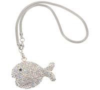 Lurrose Pendentif pour Rétroviseur de Voiture Poisson Scintillant en Strass Transparent Blanc et Ab Coloré Décoration Suspendue Compacte et Résistante pour Intérieur Automobile