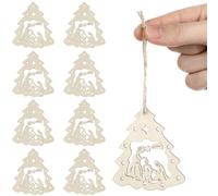 Lurrose Pendentifs de Noël en Bois Représentant la Naissance de Jésus, 10 Pièces, Décorations Rustiques pour Sapin, Ambiance Festive et Prêt à Peindre