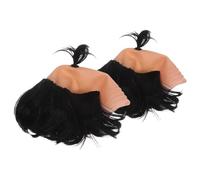 Lurrose Perruques Noires Réalistes de Samouraï Chauve pour Cosplay Hommes, 2 Pièces, Confortables et Réutilisables, Style Japonerie pour Fêtes et Performances