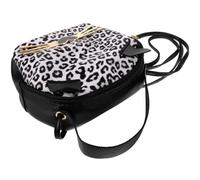 Lurrose Petit Paquet Rond en PU à Oreilles de Chat Léopard, pour Filles | Créatif et Portable, Grosse Capacité, Rangement des Essentiels, Shopping et Banquet, pour Dames