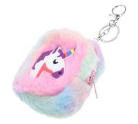 Lurrose Petite Pochette Zippée Licorne en Polyester Légère avec Breloque Porte-clés, Bourse à Monnaie pour Filles et Femmes au Style Cartoon Pratique et Mignonne