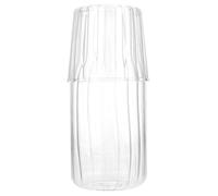 Lurrose Pichet à Eau Froide en Verre Borosilicaté 650 Ml avec Tasse Assortie, Set de Service Transparent Résistant la Chaleur Froid, pour Maison et Rafraîchissements