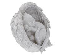 Lurrose Pierre Commémorative pour Chat en Résine Ange Sculpté Décoration De Jardin Souvenir De Deuil D’Un Chat Ornement Extérieur