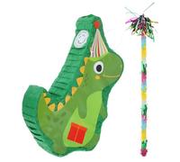 Lurrose Piñata Dinosaure en Papier Suspendue Réutilisable pour Décoration Anniversaire Bâton, Accessoire pour Fête D'anniversaire et Photobooth, 1 Set