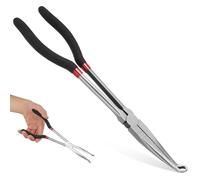 Lurrose Pince à Bec Long Coudé 280 Mm en Acier Robuste Petite Forme en O, Poignée Antidérapante, Outil de Déconnexion Électrique pour Travaux en Espaces Étroits et Connecteurs Électriques