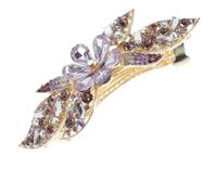 Lurrose Pince à Cheveux à Ressort en Alliage Strass Scintillants, Barrette Fleur Violette Décorative, Accessoire pour Cheveux Épais et Coiffures de Fête Femme