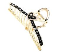 Lurrose Pince à Cheveux Griffes en Alliage de Zinc Noire, Clip Forme Cœur Ornée de Strass, Barrette Vintage Française pour Coiffures Variées, Accessoires Cheveux Femme Saint-valentin